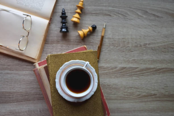 istock Hot Beverage, Books and Chess Pieces 1433390002