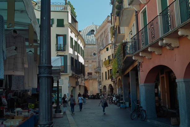 alley at the Piazza Delle Erbe in Padua in Venetia in Italy stock photo