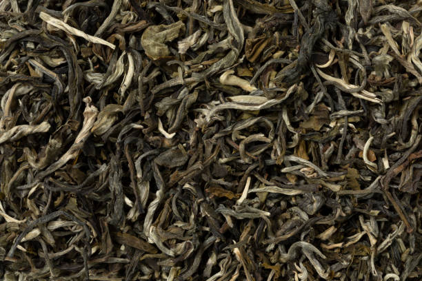istock Dried white monkey tea leaves, Bai Mao Hou, close up full frame 1433392578