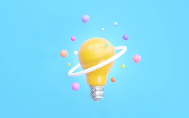 istock Glowing yellow bulb with ball ring Modern geometry. concept of creativity, new innovation Knowledge, and learning. 1433399759