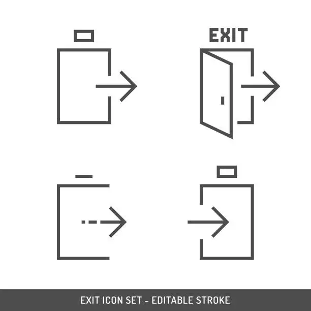Vector illustration of Exit Icon Set Editable Stroke.