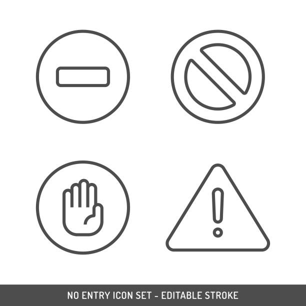illustrations, cliparts, dessins animés et icônes de aucune entrée ou aucun signe icône définie trait modifiable. - panneau stop