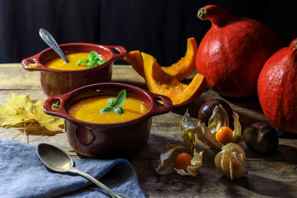 istock Pumpkin or butternut squash soup in bowls 1433406949