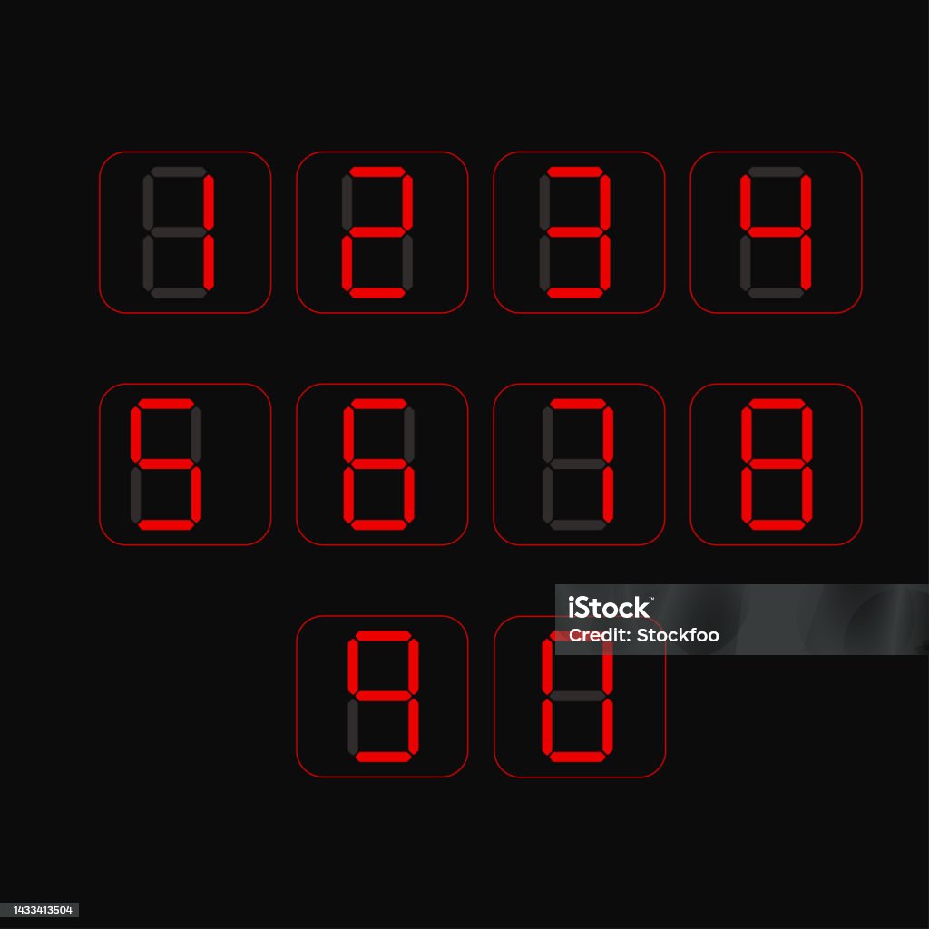Digital Numbers Display Digital Numbers Digits Display Vector Image ...