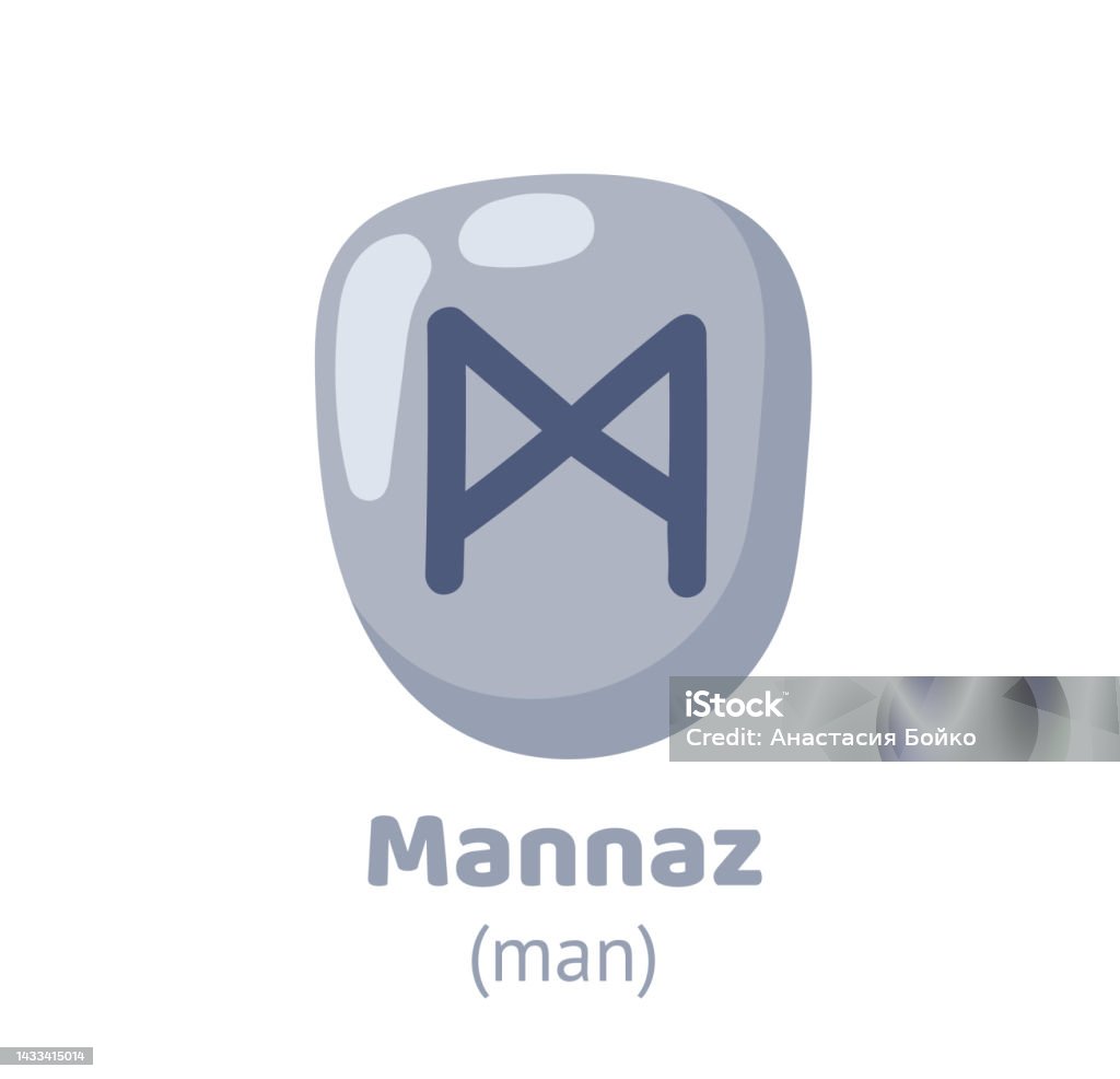 Runa M Mannaz Rune Runic Inscription Engraving On Grey Stone Symbol Of Man ...