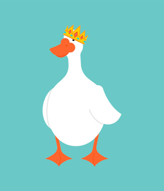istock King goose in crown isolated. Ruler waterfowl Vector illustration 1433417964