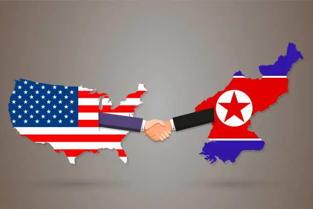 Vector illustration of Agreement between the United States and North Korea.