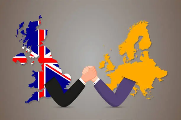 Vector illustration of Challenge or cooperation between England and