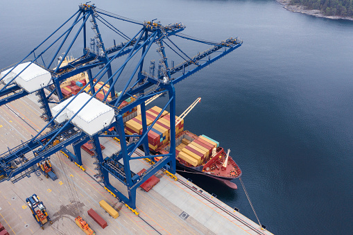 Container Cargo freight ship Terminal in Hongkong, China
