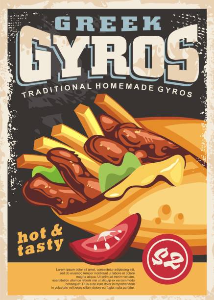 gyros poster design - menu fast food restaurant food beef stock-grafiken, -clipart, -cartoons und -symbole