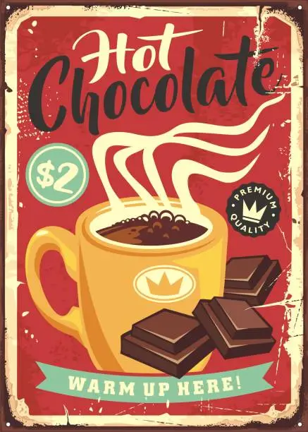 Vector illustration of Hot chocolate retro sign design