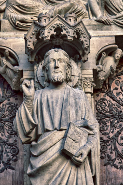 istock Notre Dame de Paris Cathedral Gothic style. Architectural details 1433423168