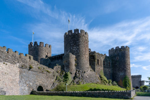 view ofthe medieval Conwy Castle in North Wales Conwy, United Kingdom - 27 August, 2022: view ofthe medieval Conwy Castle in North Wales conwy castle stock pictures, royalty-free photos & images