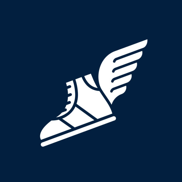 Flying Sneakers Or Boots With Wings Vector Icon Stock Illustration - Download Image Now - Shoe, - Greek God, Logo - iStock