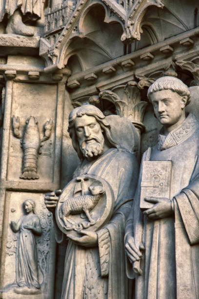 istock Notre Dame de Paris Cathedral Gothic style. Architectural details 1433424080
