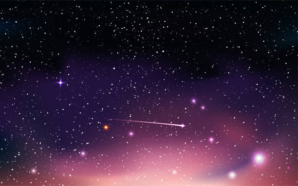 sternenhimmel mit meteoriten. - sternenhimmel stock-grafiken, -clipart, -cartoons und -symbole