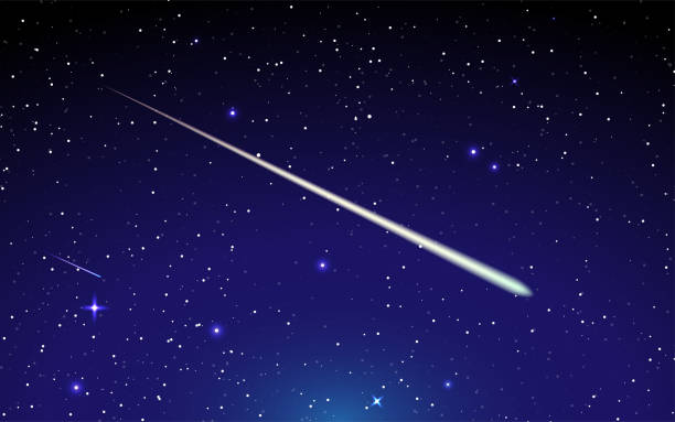 Meteorite in the sky. Vector illustration in HD very easy to make edits. clip art of a meteoroids stock illustrations