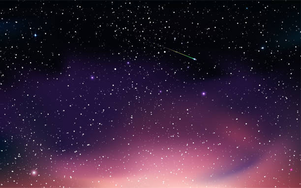 starry sky, aurora and astronomy - uzay ve astronomi stock illustrations
