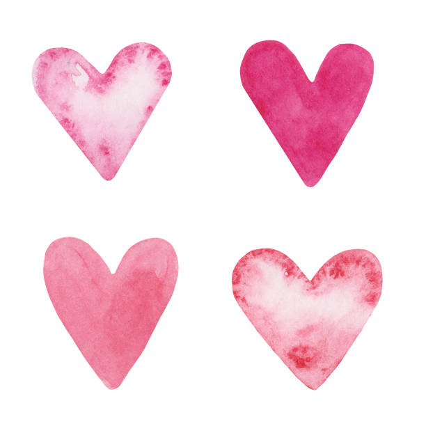 Watercolor Set With Hearts Pink Red Purple Stock Illustration - Download  Image Now - Tie Dye, Art, Art And Craft - iStock