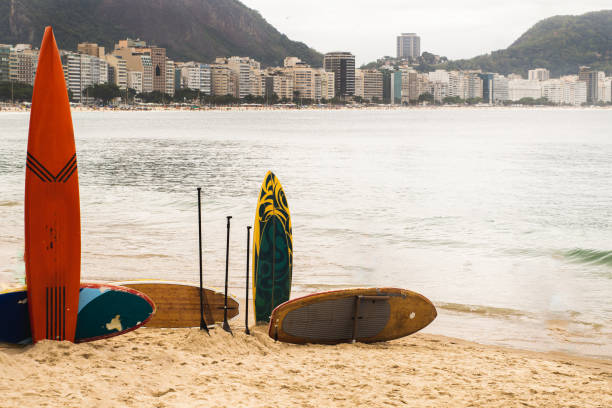istock surfboards in copacabana beach in a cloudy day  at Rio de Janeiro 1433436595