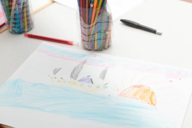 istock Lesson of drawing for children at school 1433437117