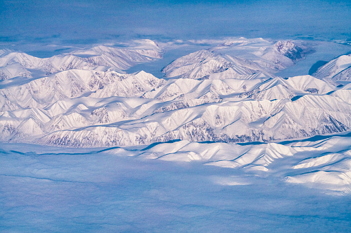 Aerial view of mountainous Greenland