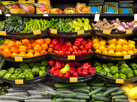 Supermarket vegetable stands