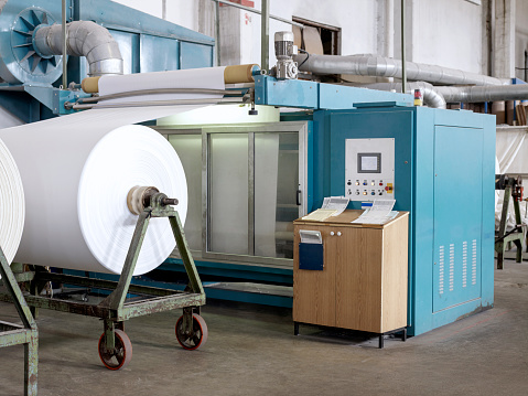 Paper product machinery in a  factory