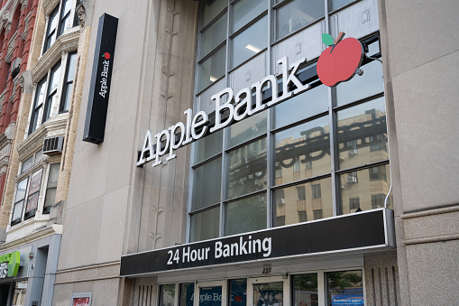 New York, NY, USA - June 3, 2022: An Apple Bank branch.
