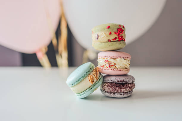 istock Macaroons close-up on a white table in a cafe 1433449663