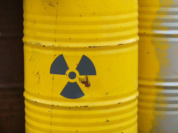 Barrel of chemical weapons. stock photo