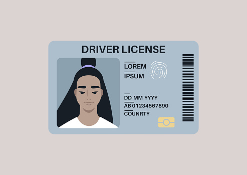 A driver license plastic card with a photo