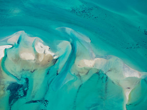 Aerial view of tidal sand and water patterns