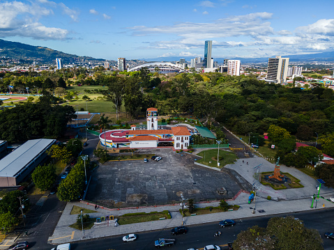 Beautiful aerial view of the Sabana Metropolitan Park in the center of San José Costa Rica