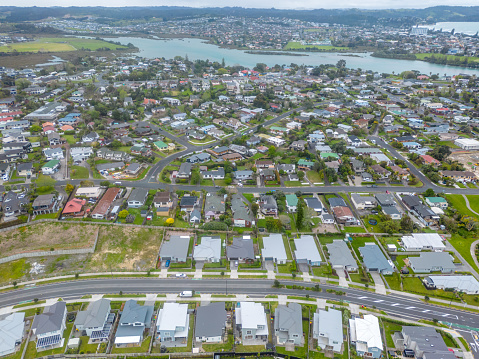 Aerial view of a neighbourhood in New Zealand