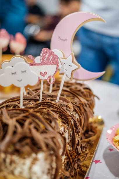 istock Baby shower chocolate chip cake 1433457736