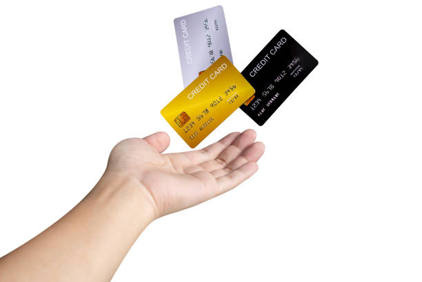 istock Hand showing credit card isolated on white background. 1433465729