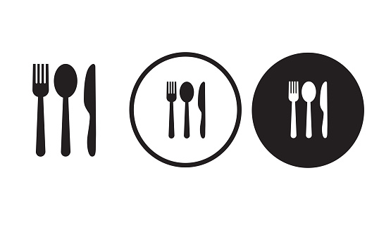 restaurant icon black outline for web site design 
and mobile dark mode apps 
Vector illustration on a white background