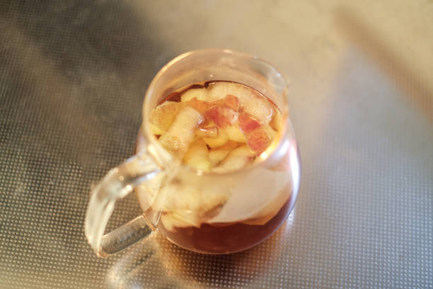 Closeup of a cup of apple-tea