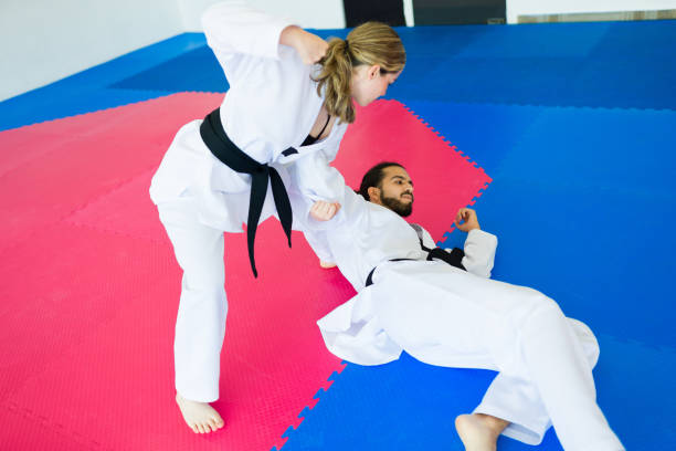 istock Caucasian woman winning a martial arts competition 1433470287