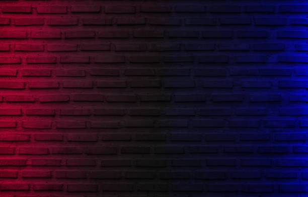 istock Lighting effect red and blue on empty brick wall background. Backdrop decoration party happy new year happiness concept, Showing or placing products. Lighting effect pink and cyan wall background. 1433471200