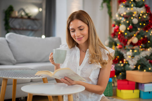 istock Happy woman celebrating Christmas 1433471775