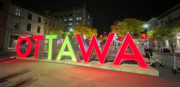 Illuminated Ottawa Sign in Downtown’s Market District