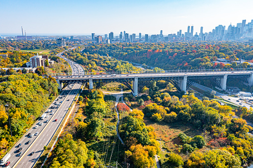 Don Valley Park and Lower Don River Trail, Toronto, Canada.