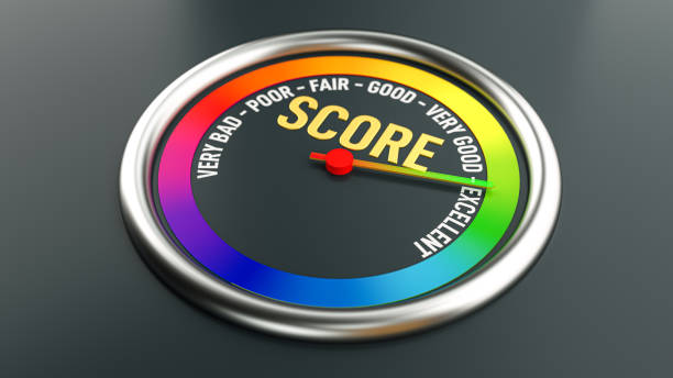 concepto del negocio crédito puntuación calibre, excelente calidad. - credit score fotografías e imágenes de stock