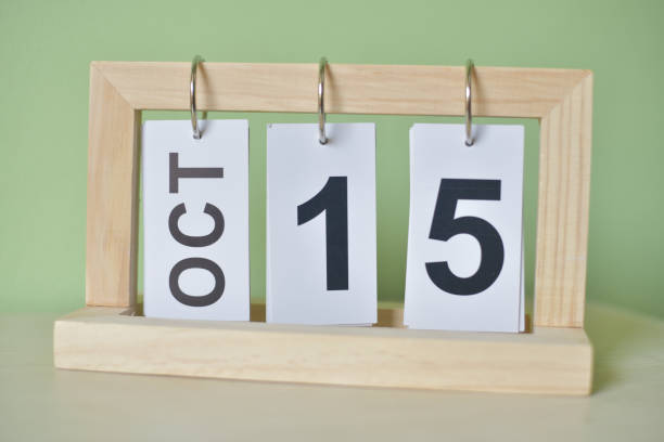 istock Wood calendar on blur background. 1433491084
