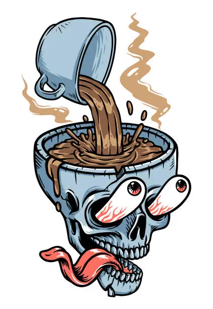Vector illustration of Coffee and skull head illustration