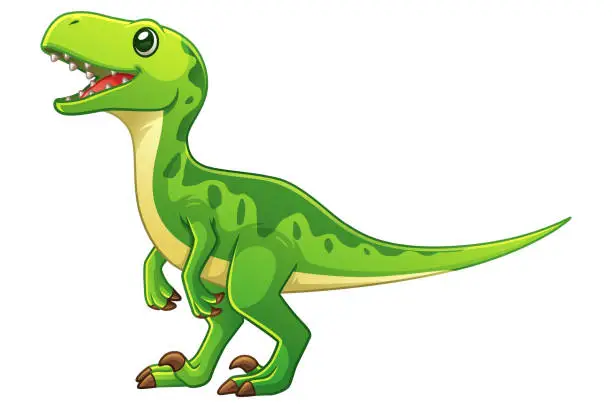 Vector illustration of Little Velociraptor Cartoon Illustration