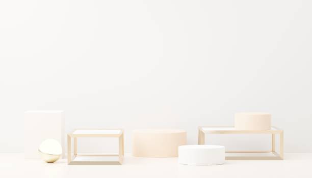 istock 3d render abstract display podium platform for  product presentation and advertising. Minimal scene backdrop with clean design. Vacant pedestal for mock up. Empty stage with pastel color for cosmetic. 1433505233