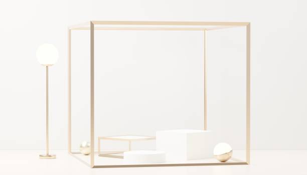 istock 3d render abstract display podium platform for  product presentation and advertising. Minimal scene backdrop with clean design. Vacant pedestal for mock up. Empty stage with pastel color for cosmetic. 1433505236